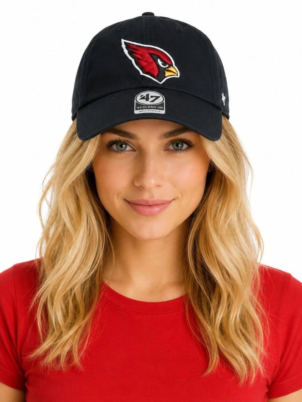 Arizona Cardinals Hat Black Clean Up 47 Brand Strapback Adjustable OSFA New